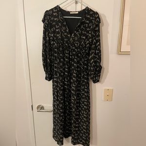 mes demoiselles black silk midi dress 38